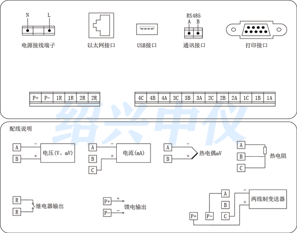 四路無(wú)紙記錄儀接線圖