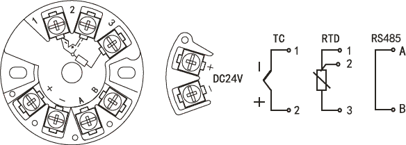 RS485輸出溫度變送器接線圖